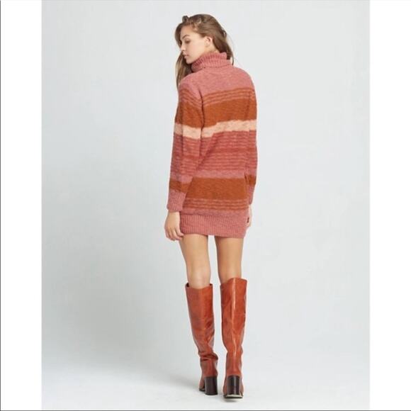 L*Space Jetsetter Sweater Dress Serape Stripe Chunky knit long sleeve turtleneck - Picture 5 of 11